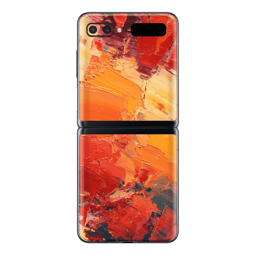 Samsung Galaxy Z Flip 5G Print Printed Custom SIGNATURE Sunset in Oia Painting Skin Wrap Sticker Decal Cover Protector by EasySkinz | EasySkinz.com